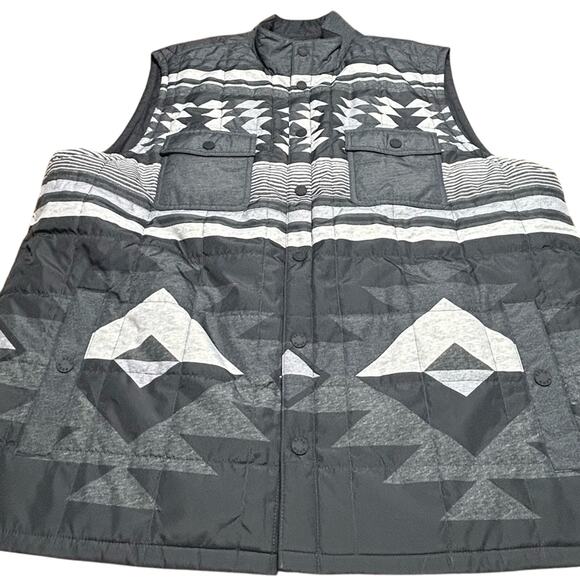 ROWN Geometric Patterned Black and Gray Vest Reversible - Picture 1 of 8